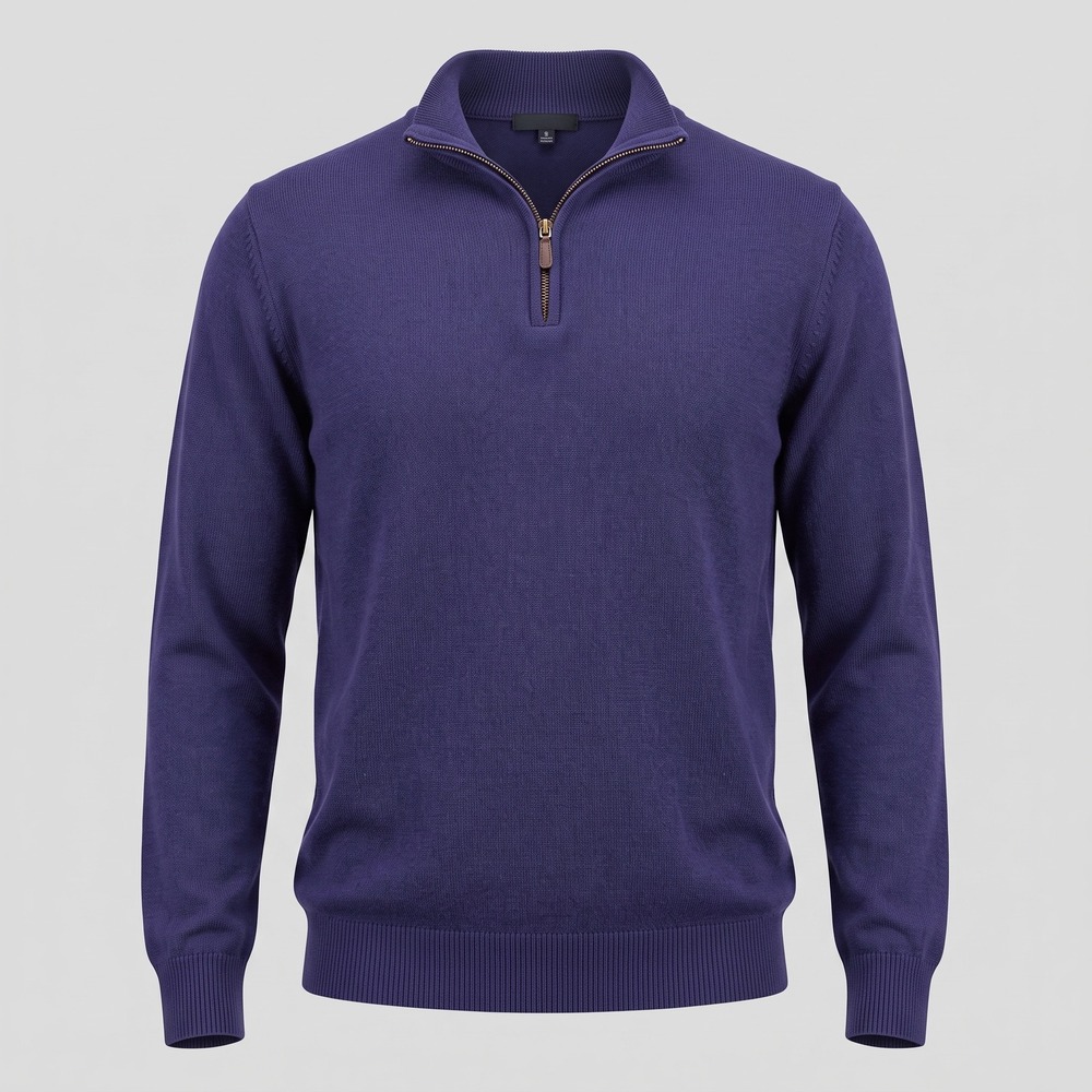 Unbranded Mens XL Navy Blue Sweater Quarter Zip Pullover Knit Long Sleeve Solid
